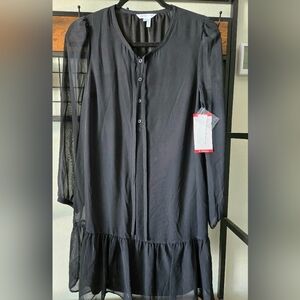 Black Draper James Flowy Sheer Sleeve black dress